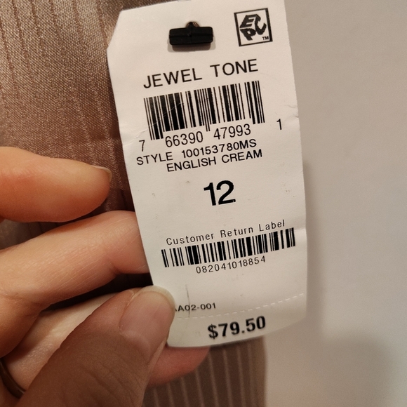 Alfani Women's English Cream Satin Stripe Wide Leg Trouser Pants Sz 12 Career - Picture 3 of 9